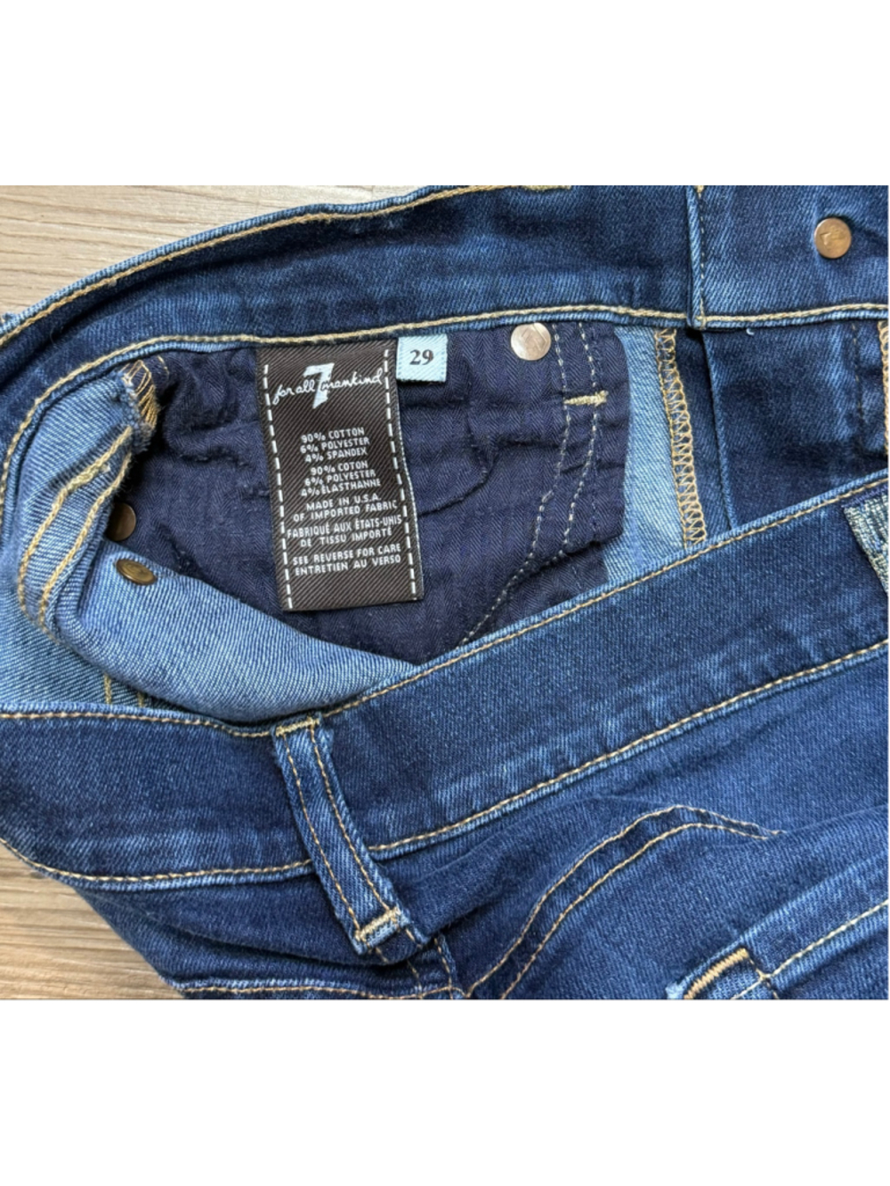 Women's 7 For All Mankind Cropped Skinny Jeans Blue Size 29 - Picture 8 of 10